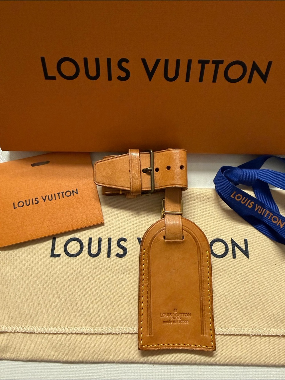 Louis Vuitton Vachetta Leather Luggage Tag and Poignet Authentic NO BOX